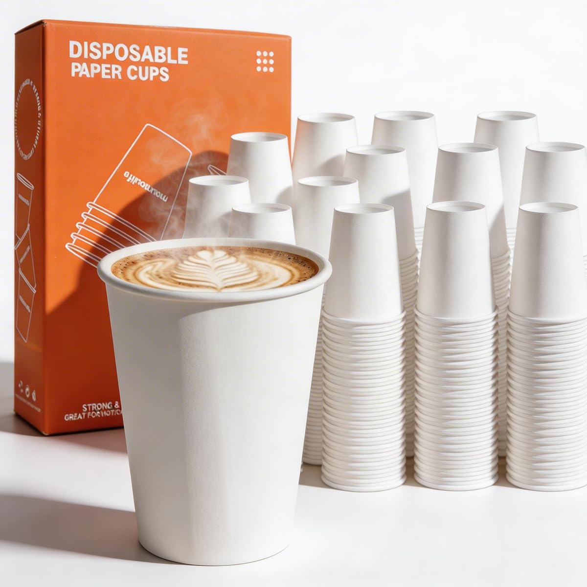 MOUMOULIFE Disposable Paper Cups – Leak-Proof & Recyclable