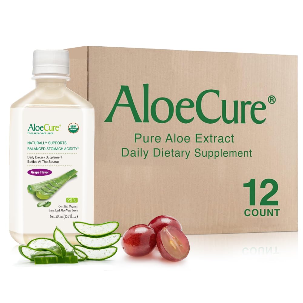 AloeCure USDA Organic Aloe Vera Juice Inner Leaf Gel Dietary Supplement