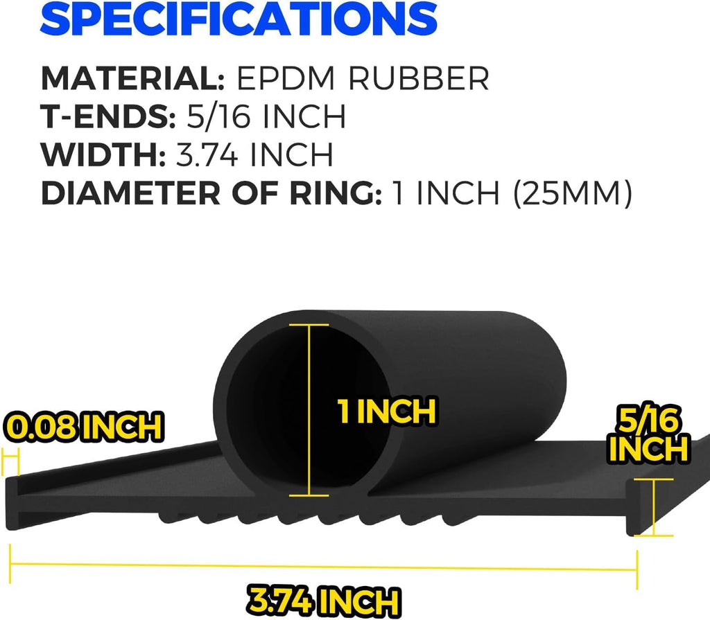 Holikme EPDM Garage Door Bottom Seal | Universal T-End Track

