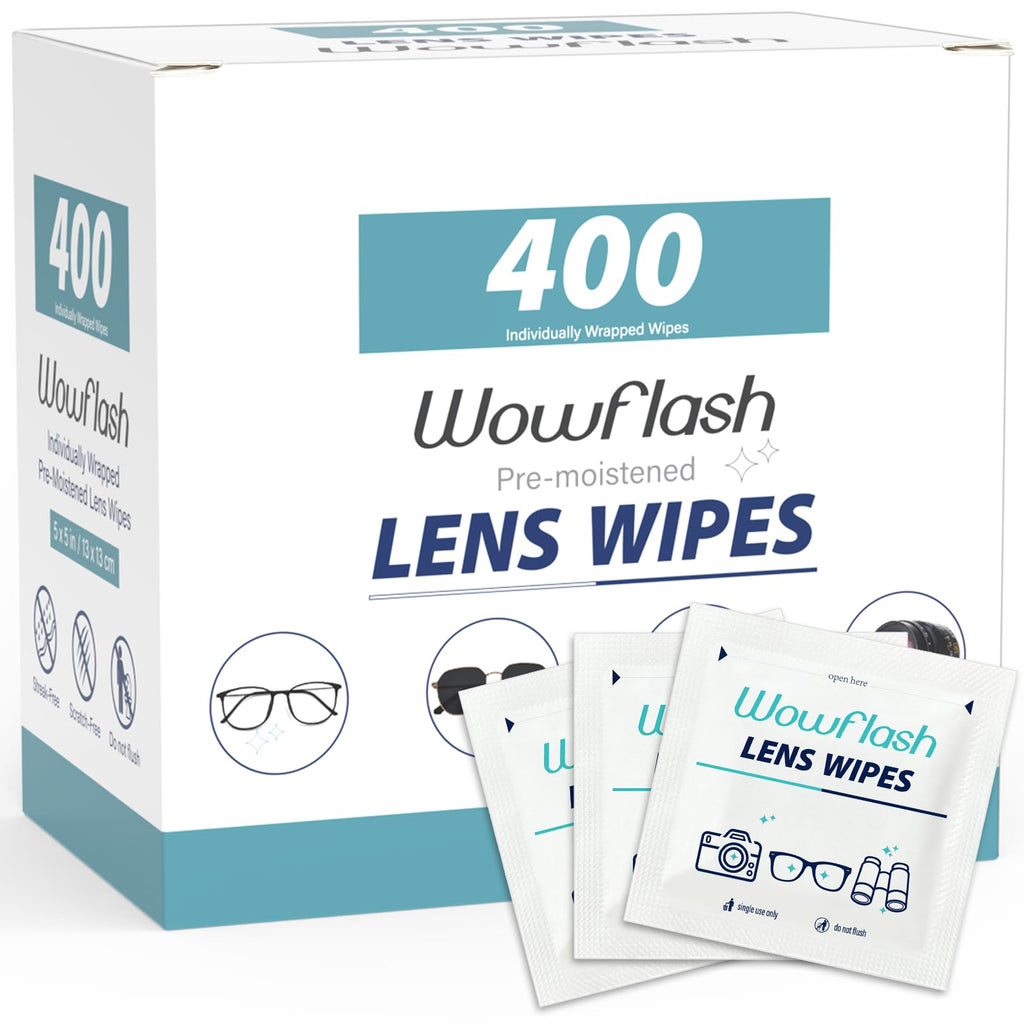 WOWFLASH Lens Wipes for Eyeglasses Pre-Moistened Streak-Free Cleaning