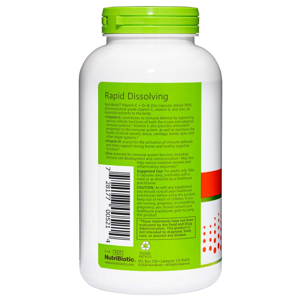 NutriBiotic Vitamin C D3 Zinc Immune Support

