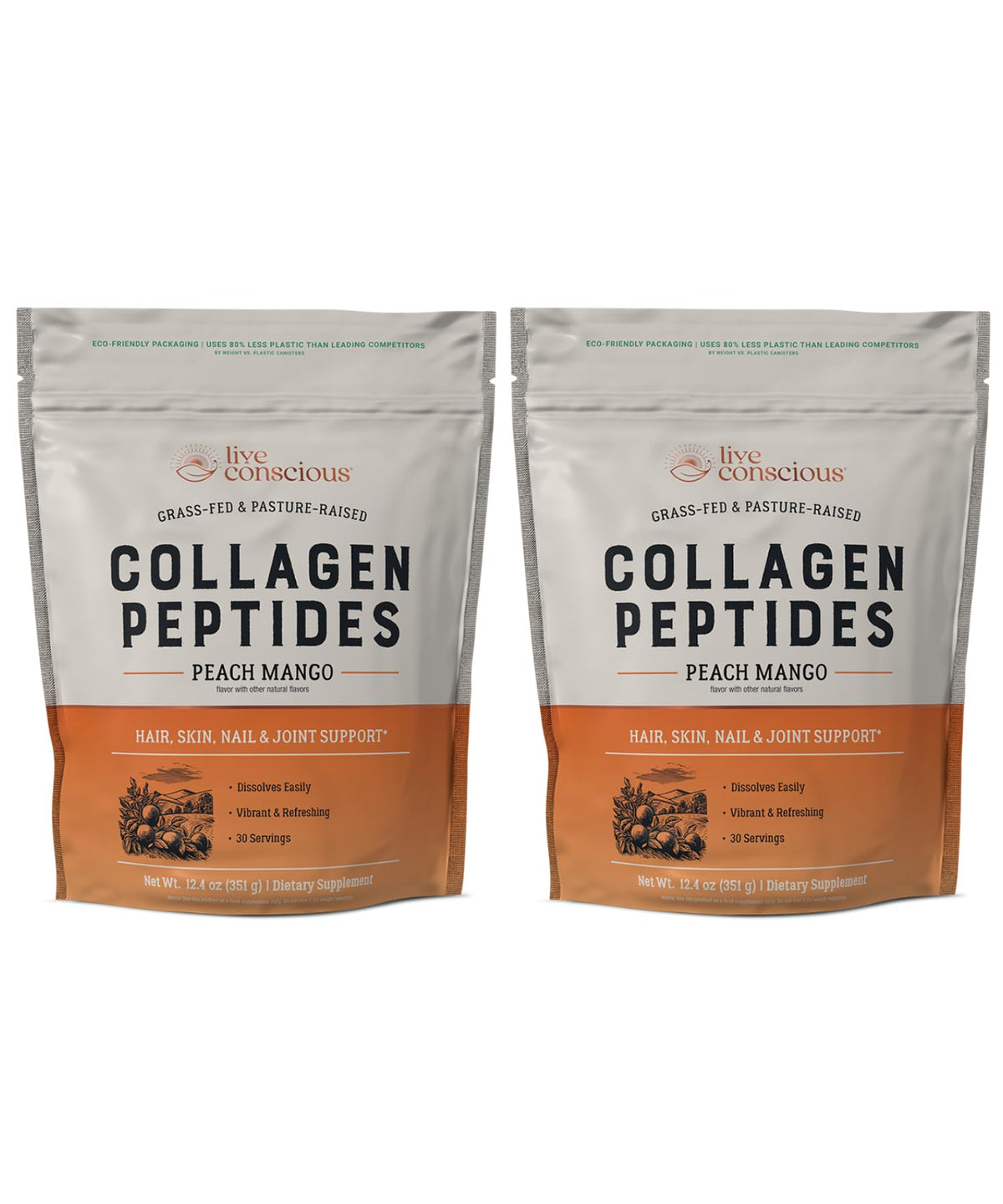 Live Conscious Collagen Peptides Powder – Hydrolyzed Type I & III, Grass-Fed