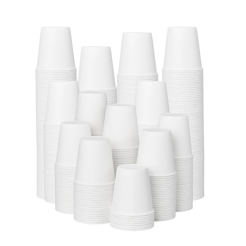 White Disposable Paper Cups for Hot Beverages with Rolled Rim