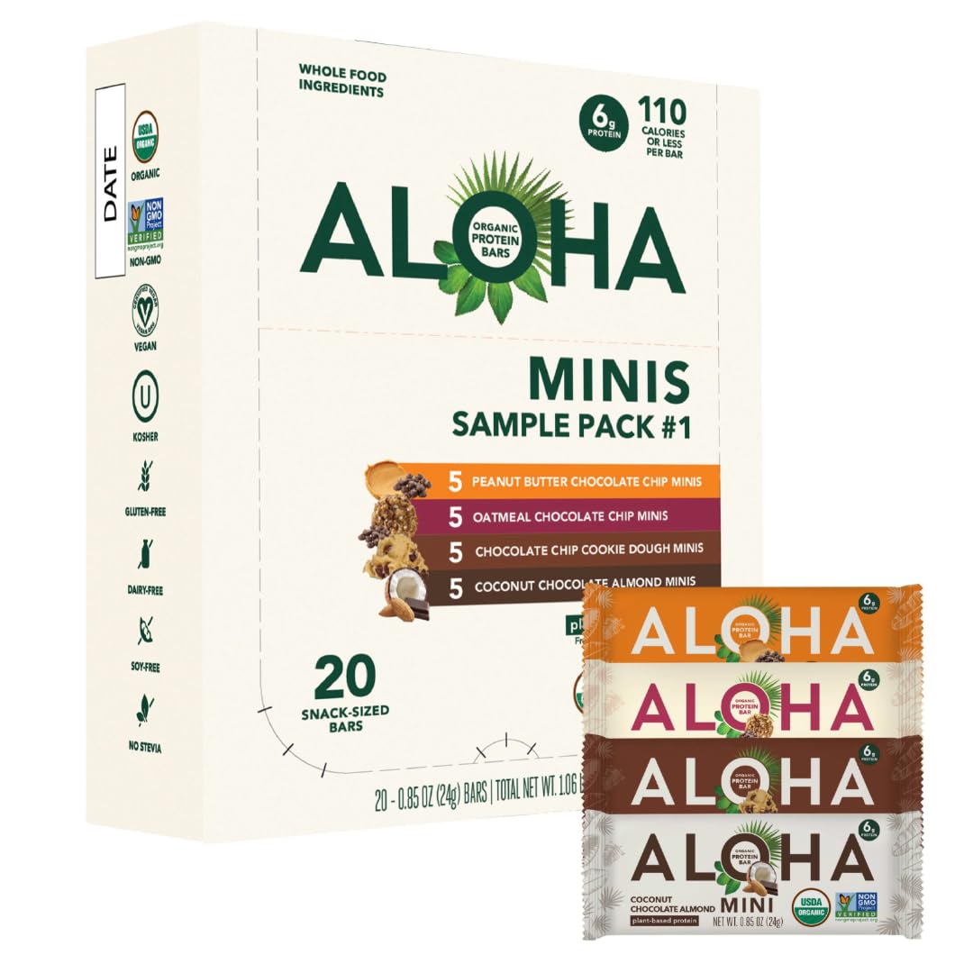ALOHA Organic Plant Based Protein Bar MINIS – Vegan Gluten Free Snack