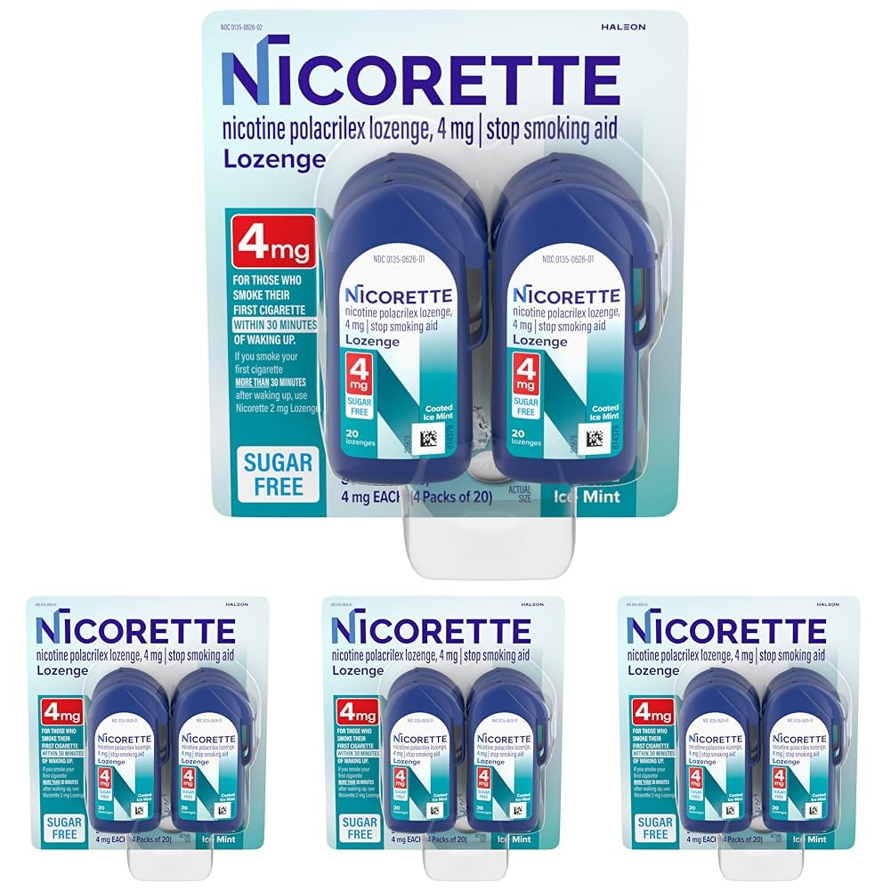 Nicorette 4 mg Coated Nicotine Lozenges Ice Mint – Quit Smoking Aid