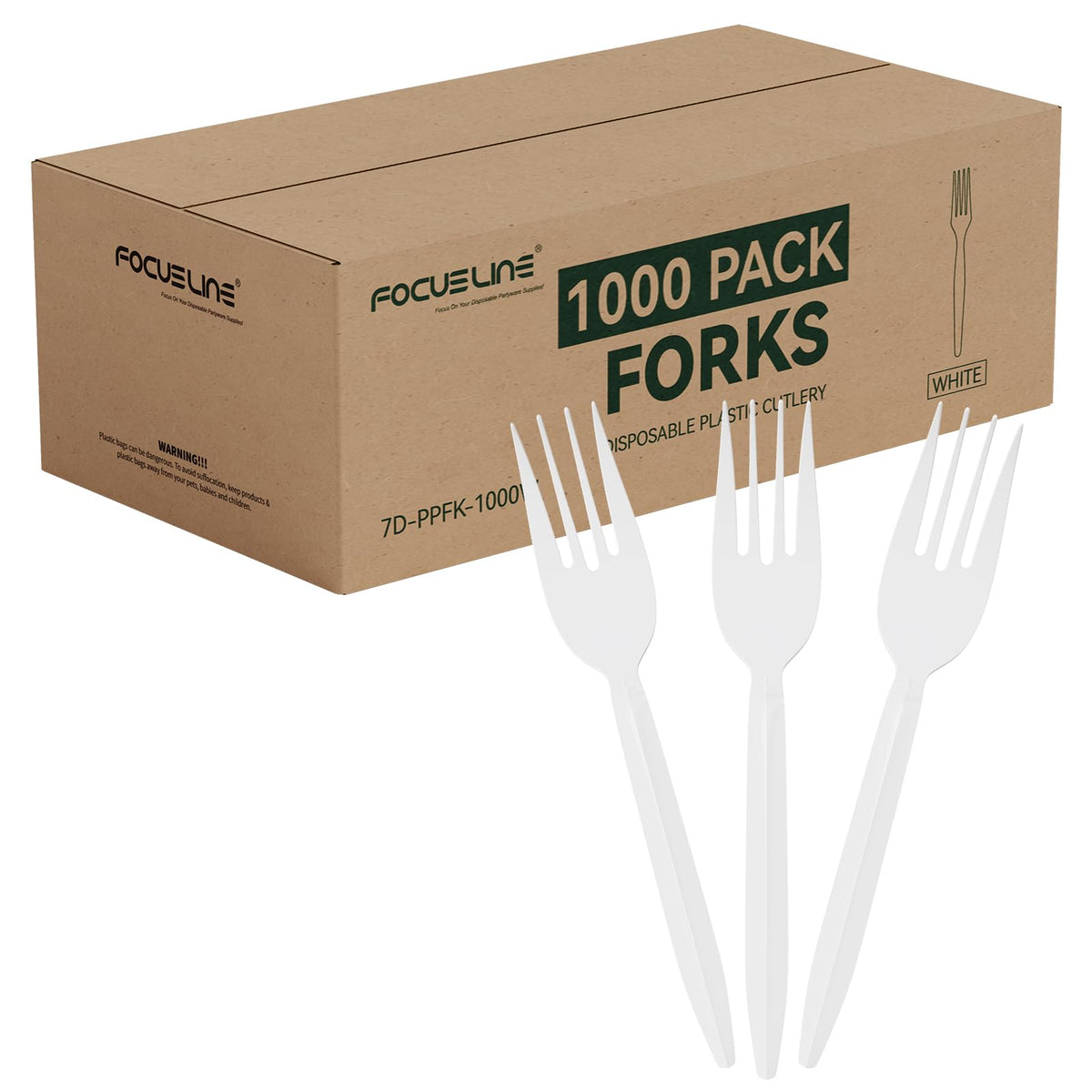 FOCUSLINE White Disposable Plastic Utensils
