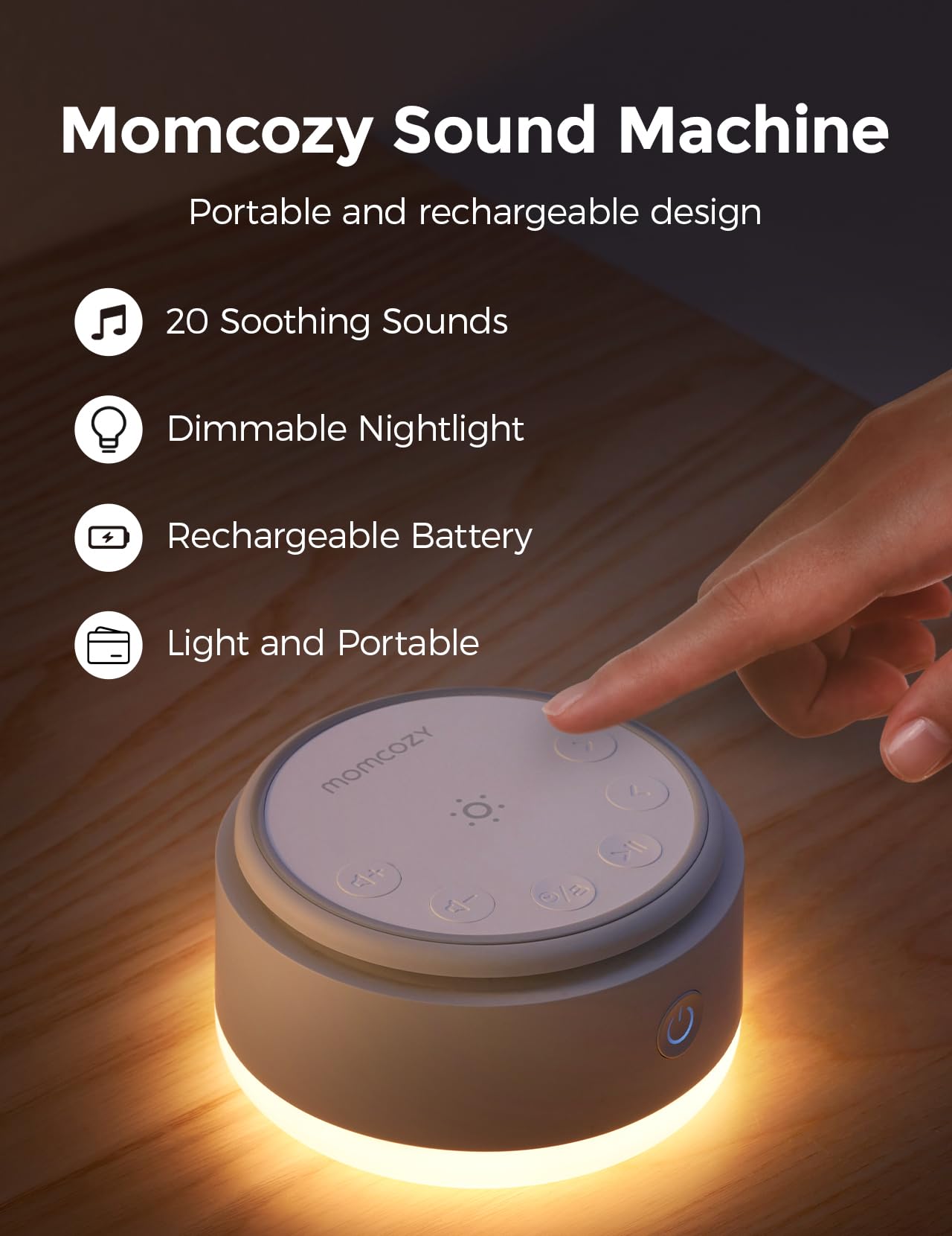 Momcozy Sound Machine with Touch Lamp – 20 Sounds

