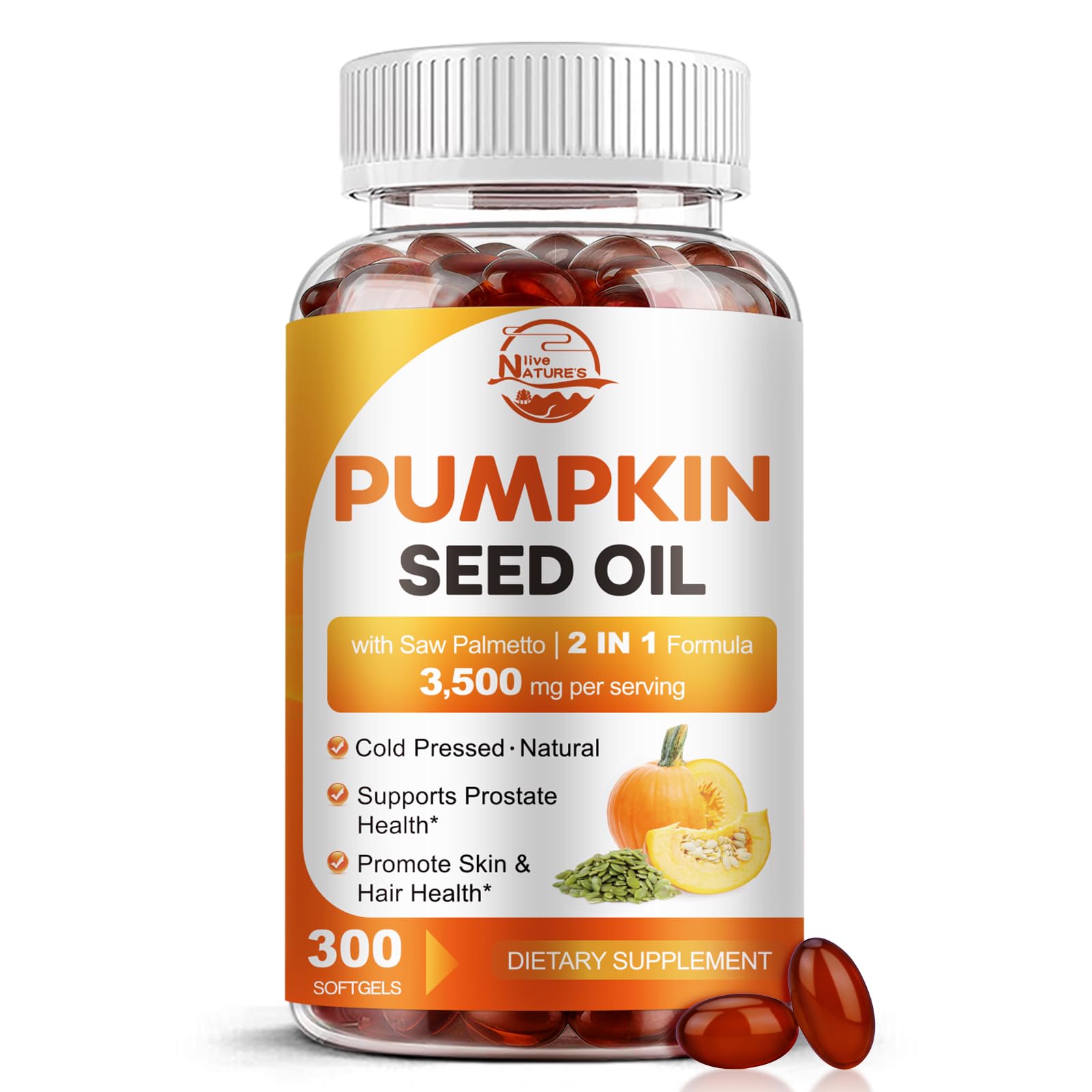 Pumpkin Seed Oil with Saw Palmetto Softgels, 3500mg Max Strength
