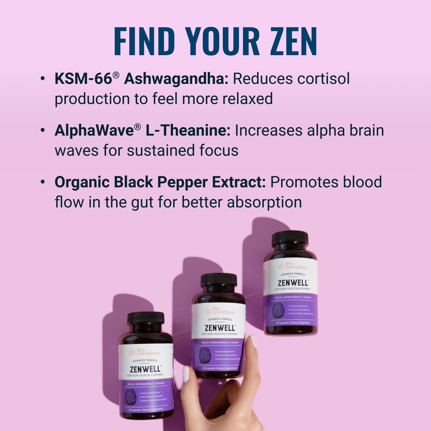 Live Conscious KSM-66 Ashwagandha Supplement with L-Theanine & AlphaWave


