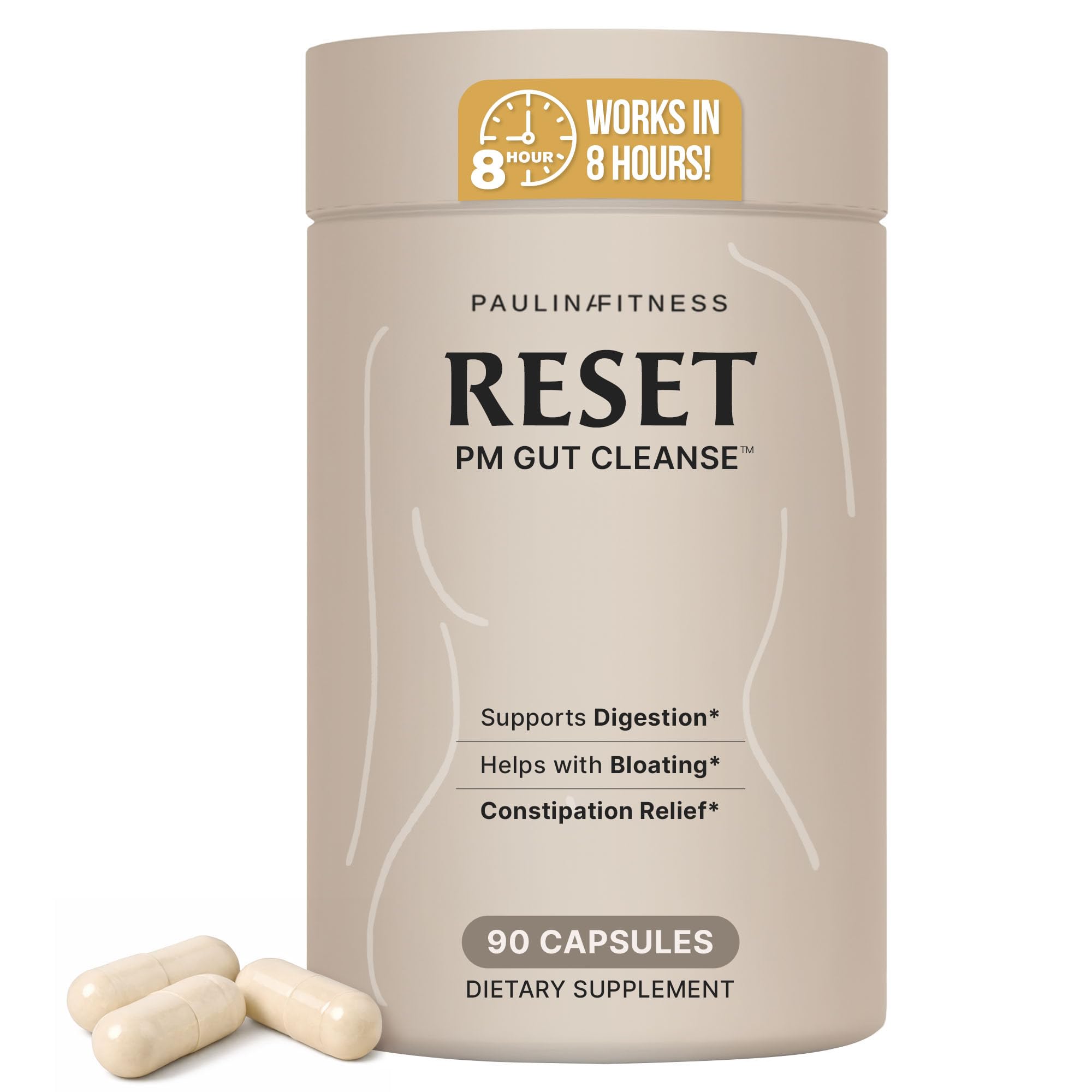 Paulina FITNESS Reset Overnight Digestive Health Supplement for Gut Health and Bloating Relief