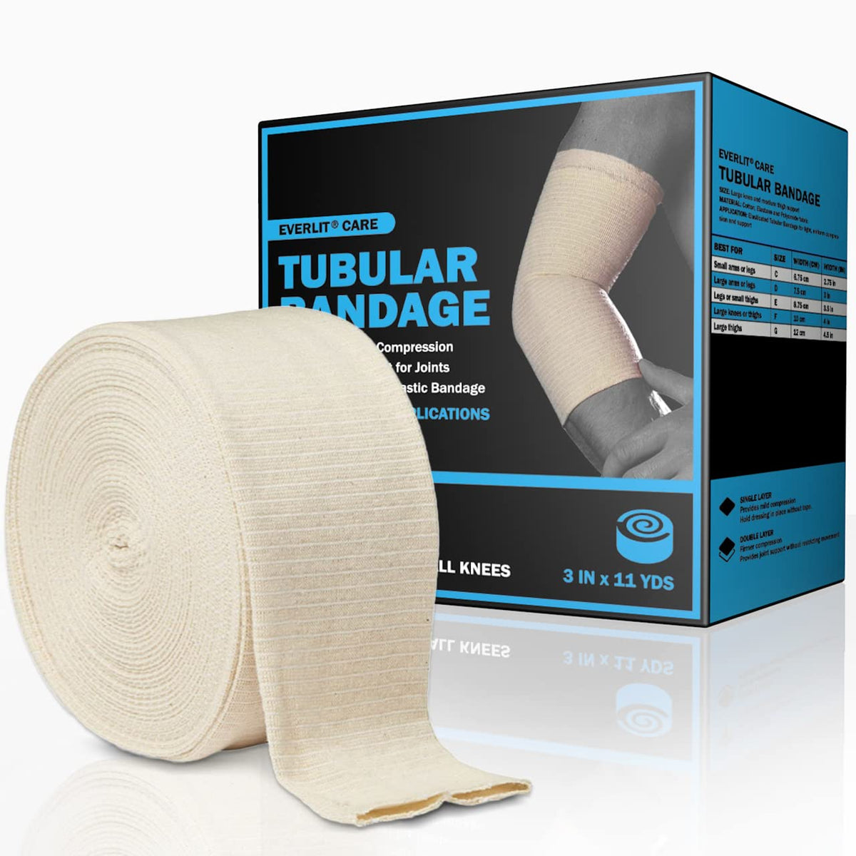 EVERLIT Elasticated Tubular Bandage for Tissue Support and Gentle Compression