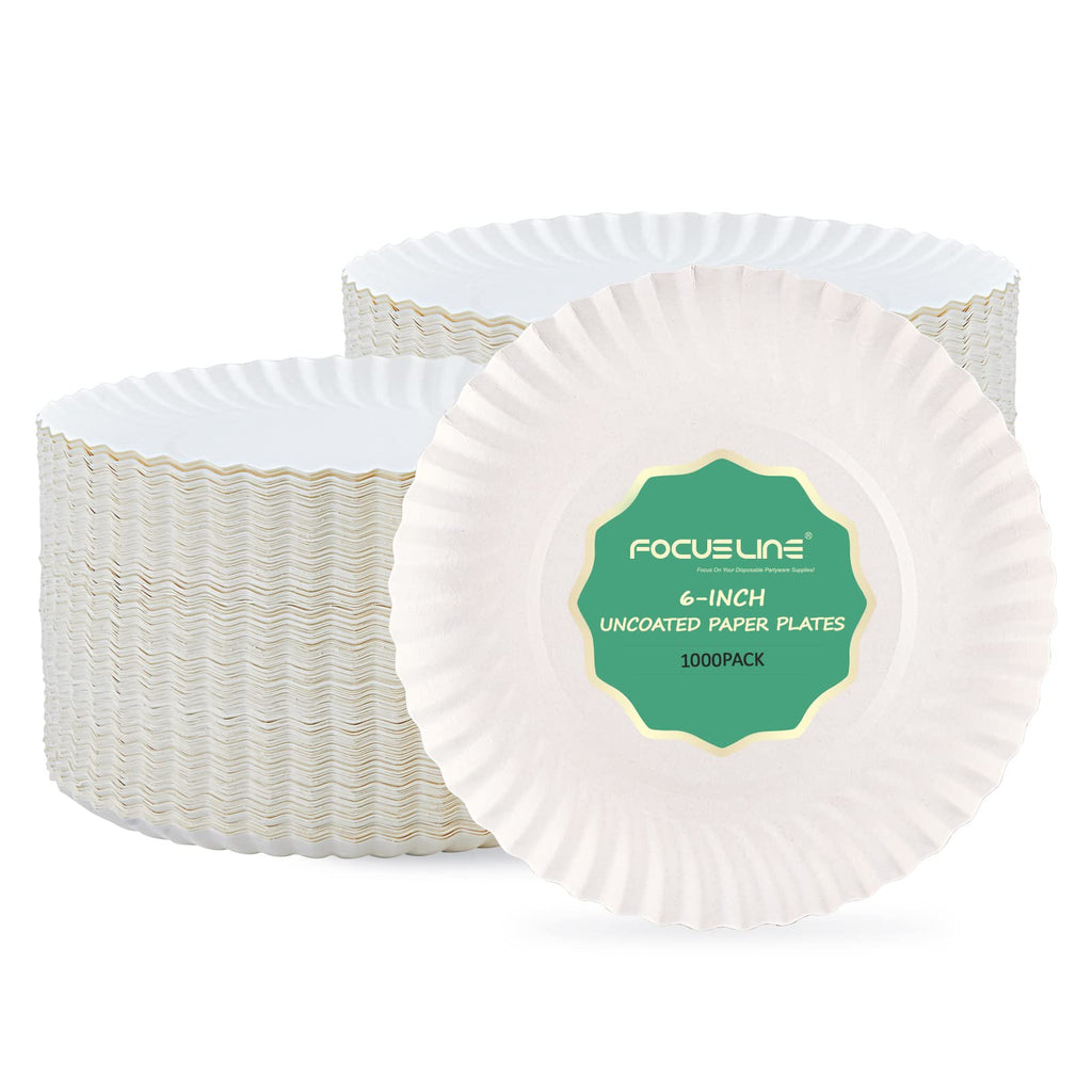 FOCUSLINE Paper Plates White Uncoated Disposable

