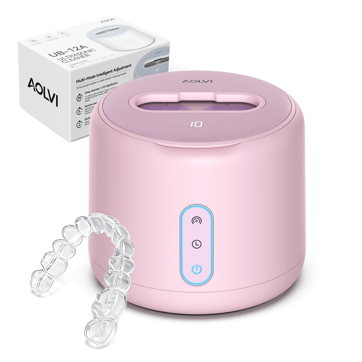 Ultrasonic Retainer Cleaner Machine – IPX6 Waterproof 45kHz UV Light, 200ml Tank
