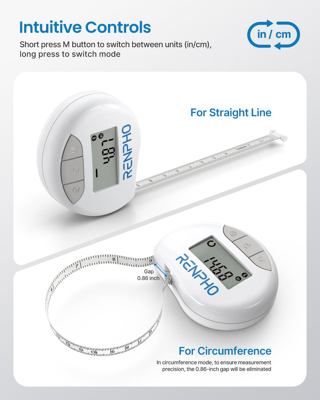 RENPHO Bluetooth Smart Body Measuring Tape with Health App

