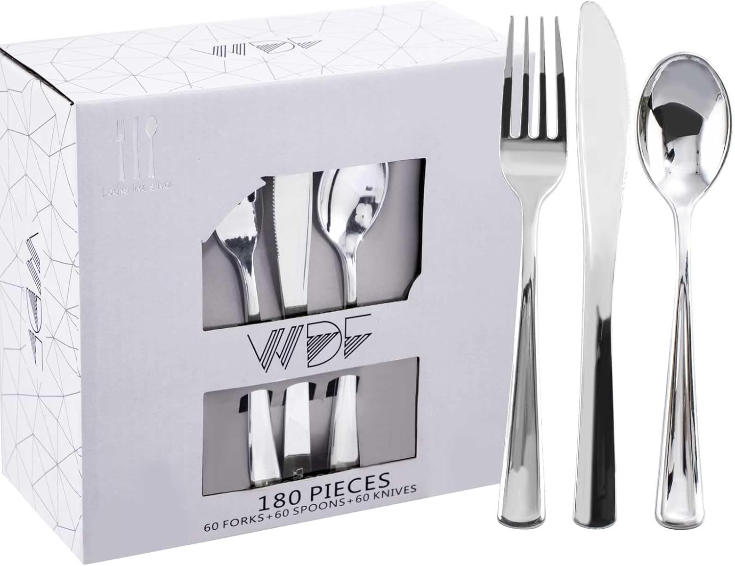 WDF Disposable Plastic Silverware Set – Heavy-Duty Cutlery for Weddings & Parties