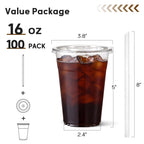 AOZITA Clear Plastic Cups with Lids and Straws - BPA-Free

