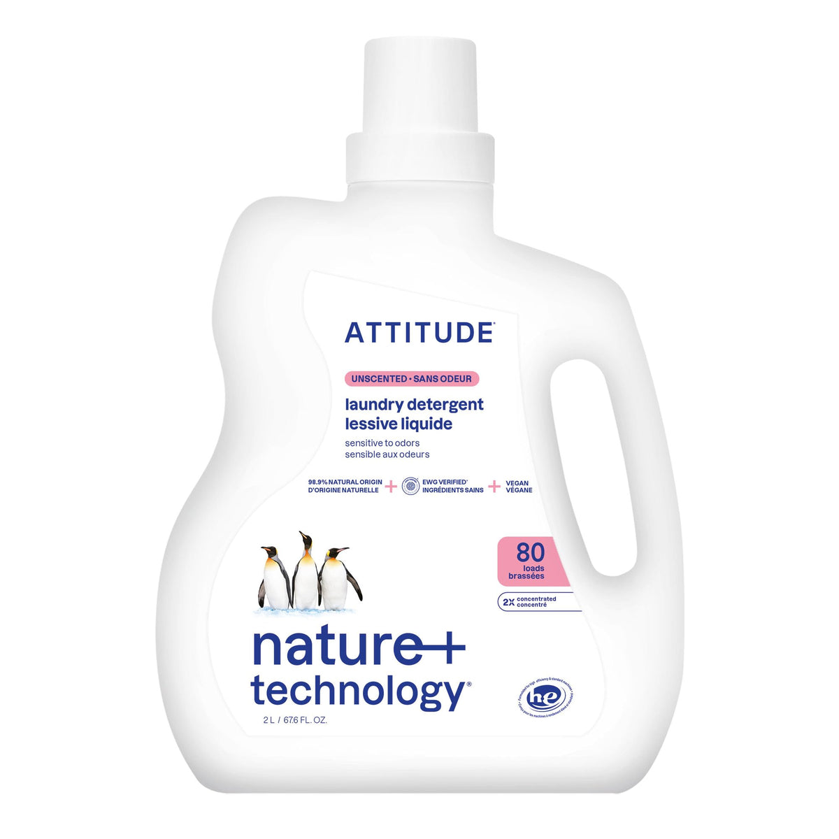 ATTITUDE Liquid Laundry Detergent Refill, EWG Verified, HE Compatible, Plant-Based & Vegan
