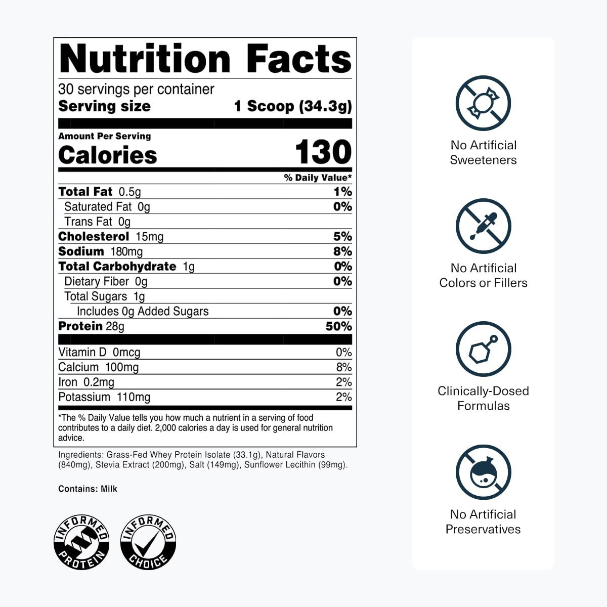 Whey Protein Isolate by Transparent Labs - 28g Protein

