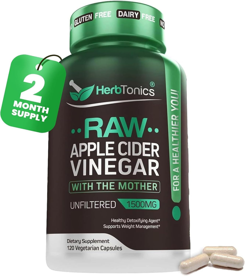 Apple Cider Vinegar Capsules Herbtonics 1500mg with Mother