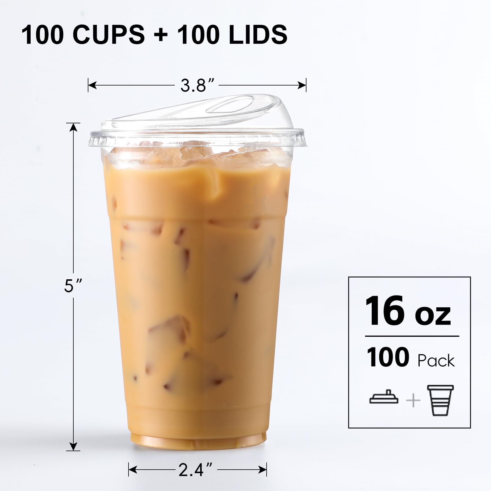 AOZITA Strawless Sip-Lid Plastic Cups - BPA-Free


