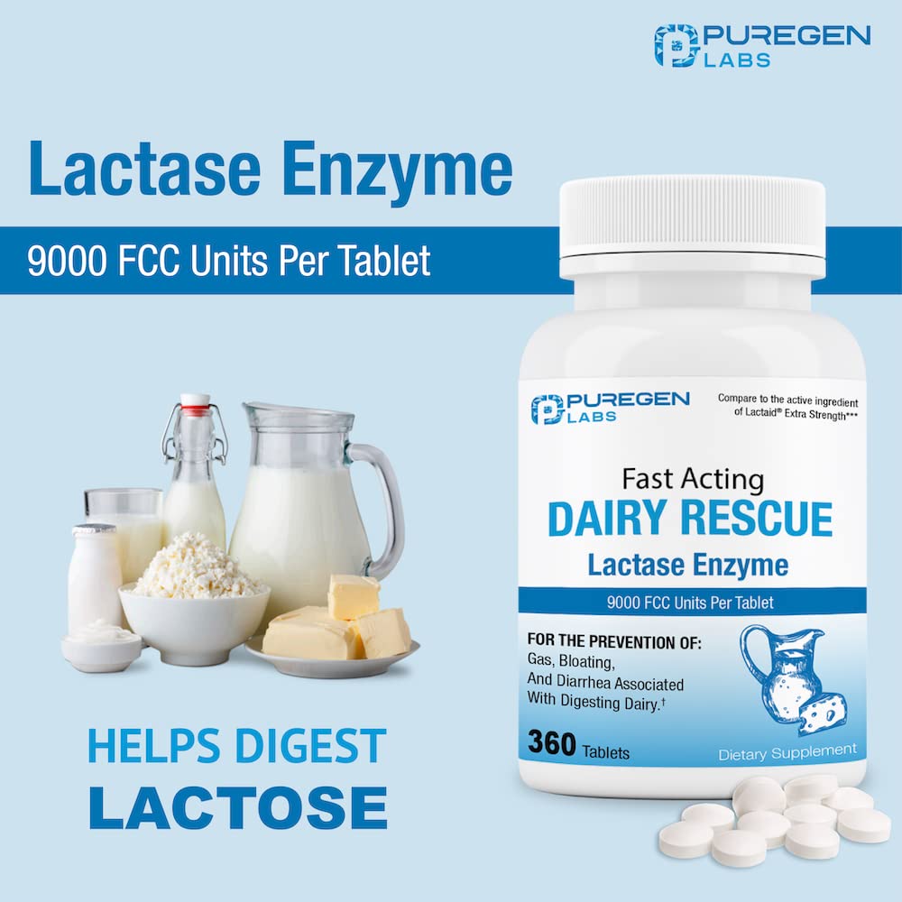 Puregen Labs Dairy Relief Lactase Enzyme Supplement

