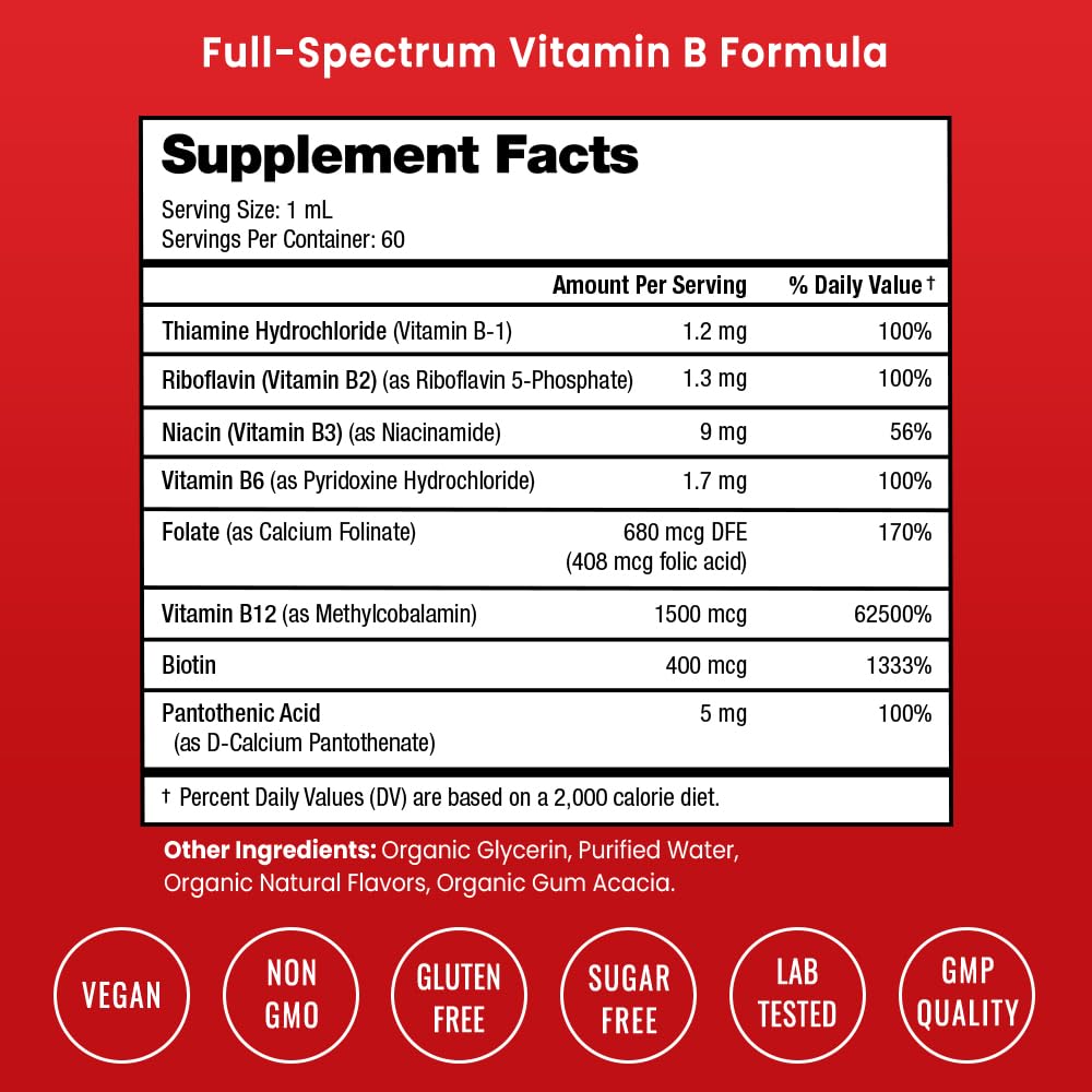 Vitamin B Complex Liquid Drops - USDA Organic B12

