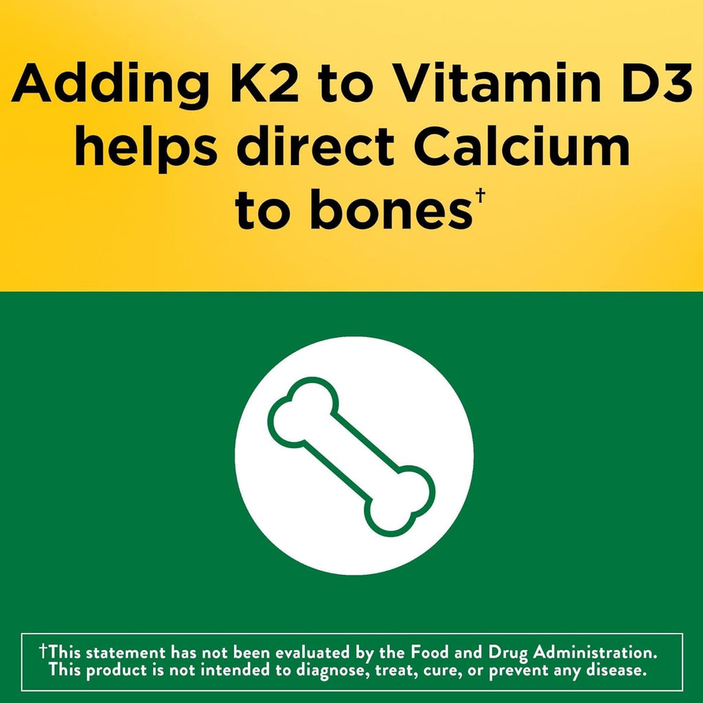 Nature Made Vitamin D3 K2 Softgels 5000 IU for Bone Health

