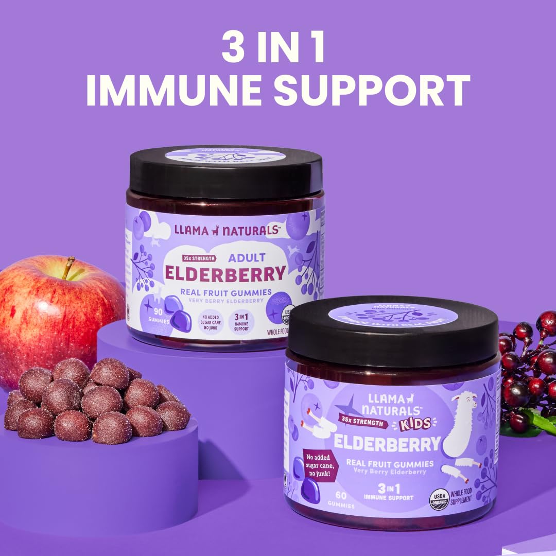 Llama Naturals Elderberry Gummies for Kids - Vegan Immune Support

