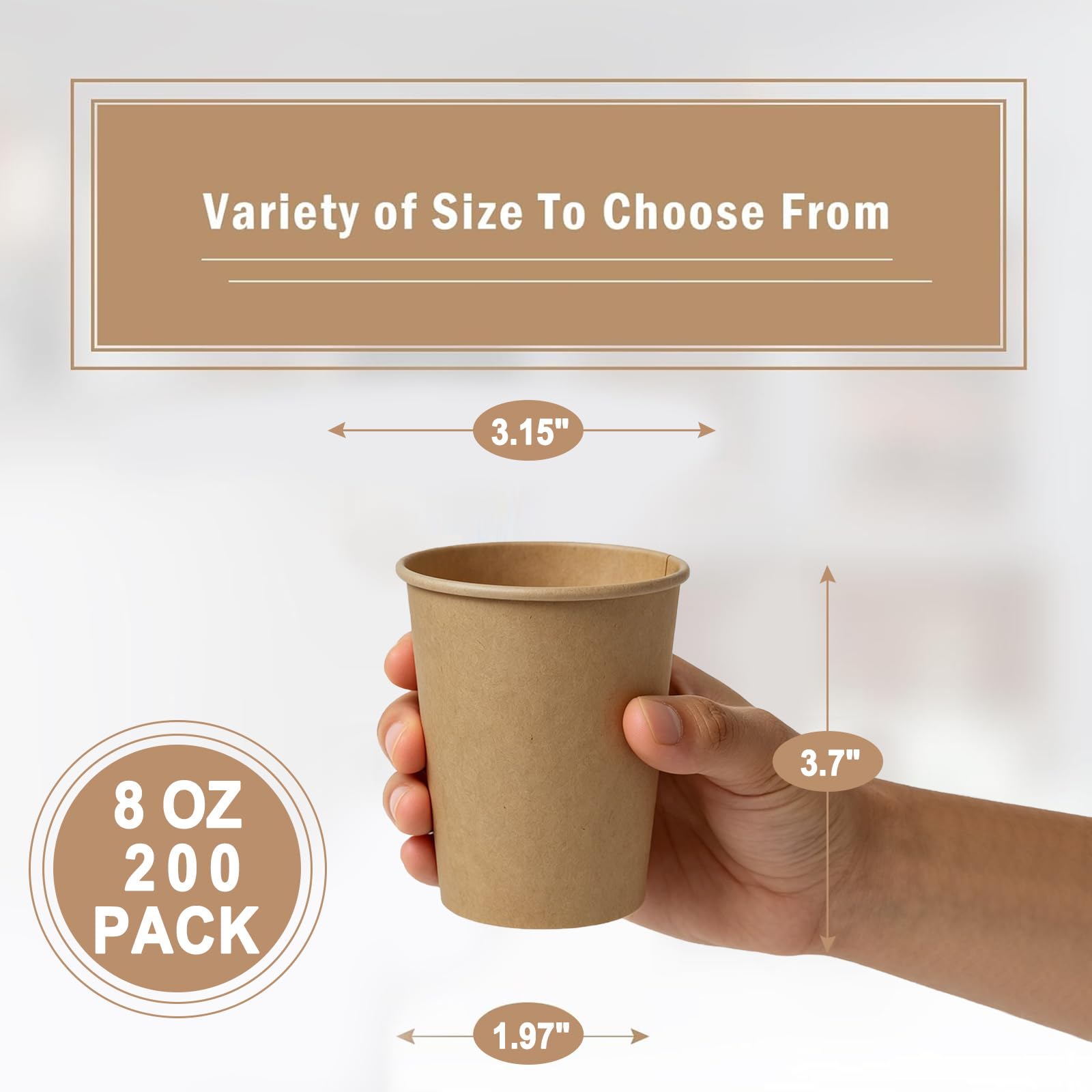 Lamosi Kraft Paper Cups - Unbleached Disposable Cups

