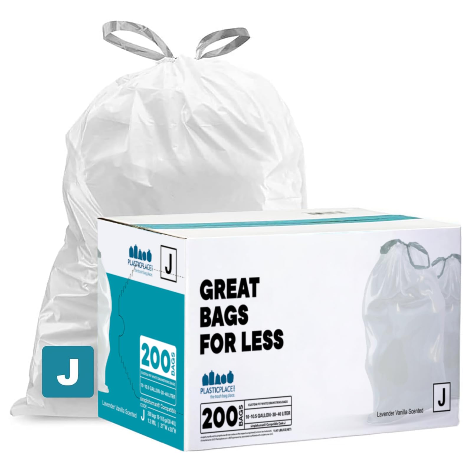 Plasticplace Custom Fit Trash Bags for Simplehuman Code J