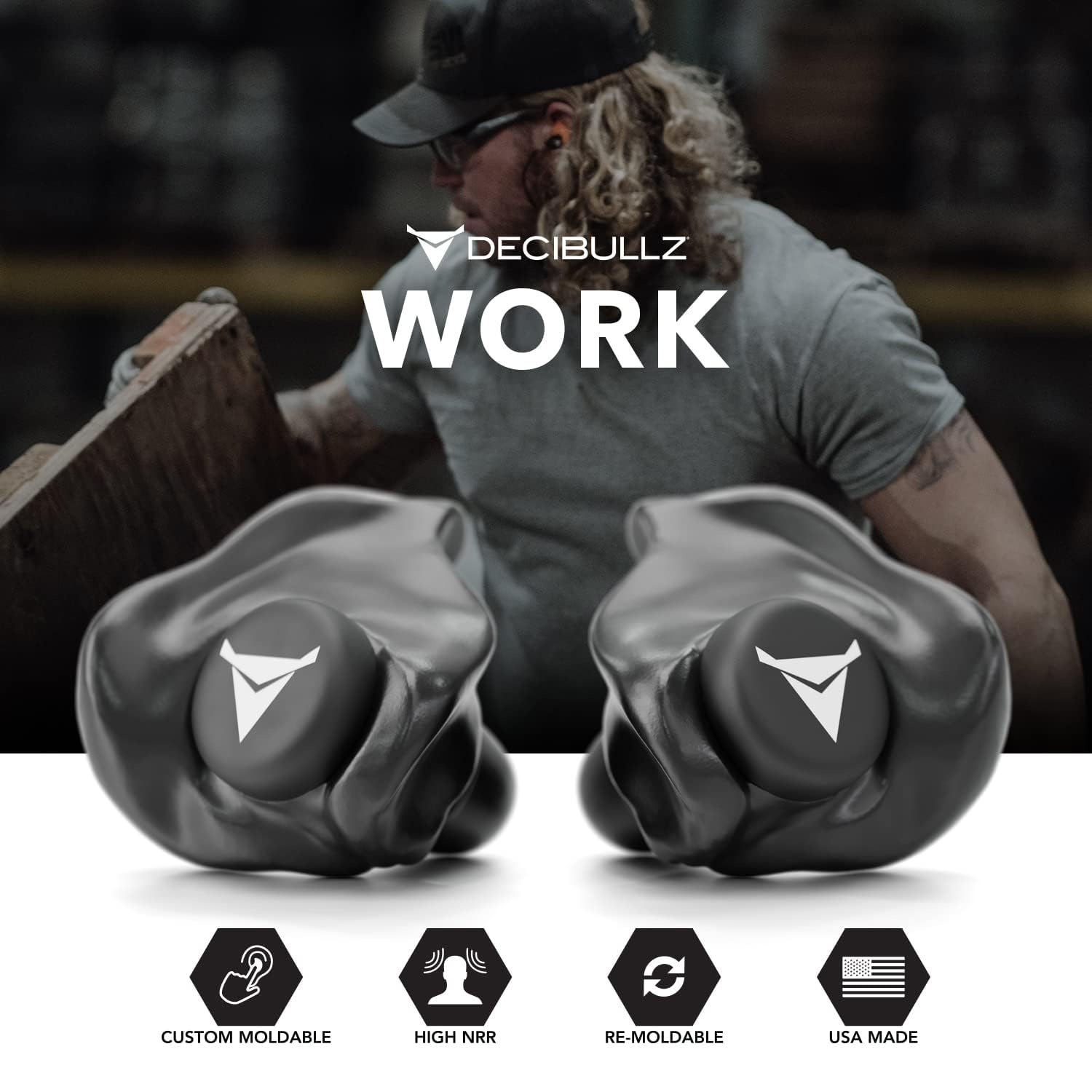 Decibullz Custom Molded Earplugs 31dB NRR Hearing Protection

