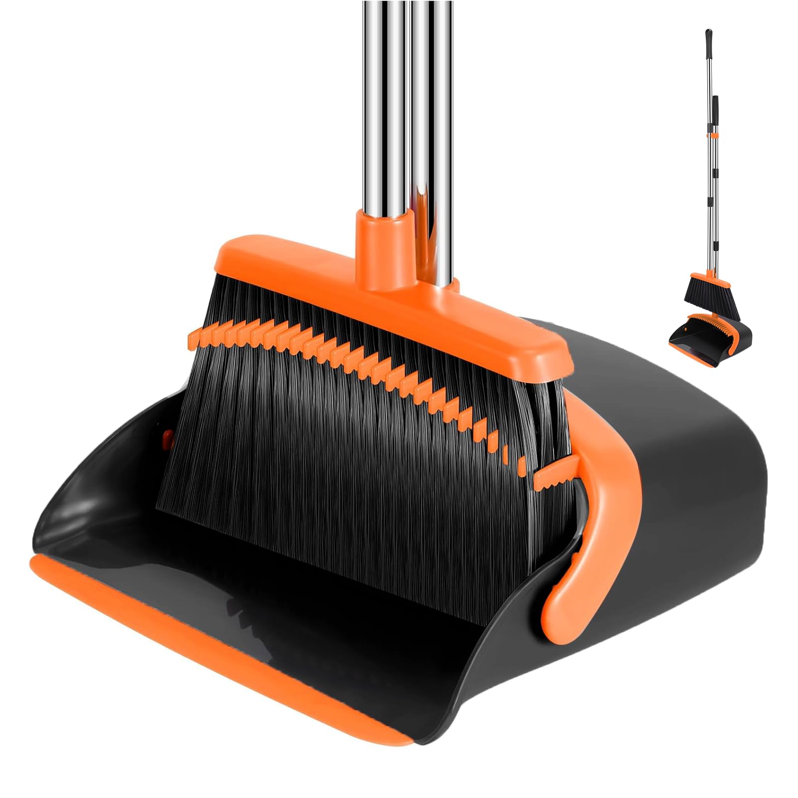 NACENA Broom and Dustpan Set with 52-in Adjustable Handle for Home Kitchen Office