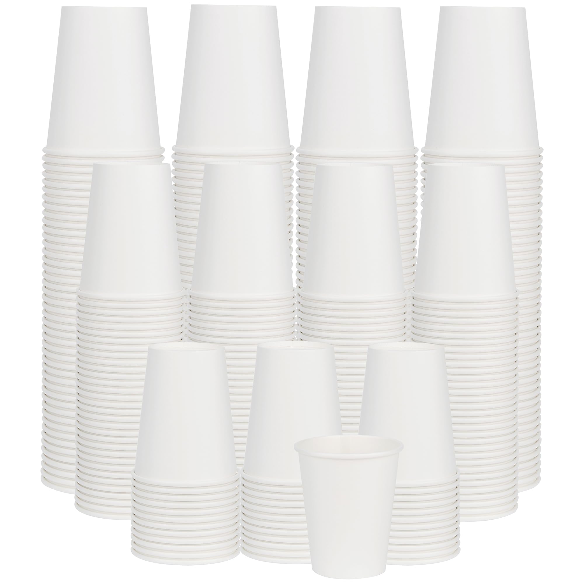 White Disposable Paper Cups for Hot Beverages with Rolled Rim
