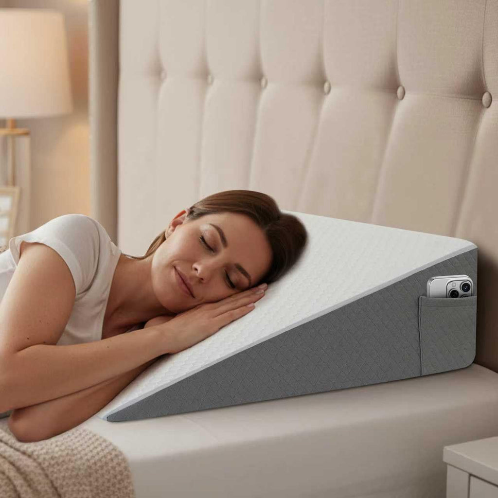 Bed Wedge Pillow with Memory Foam Top for Reading and Sleep

