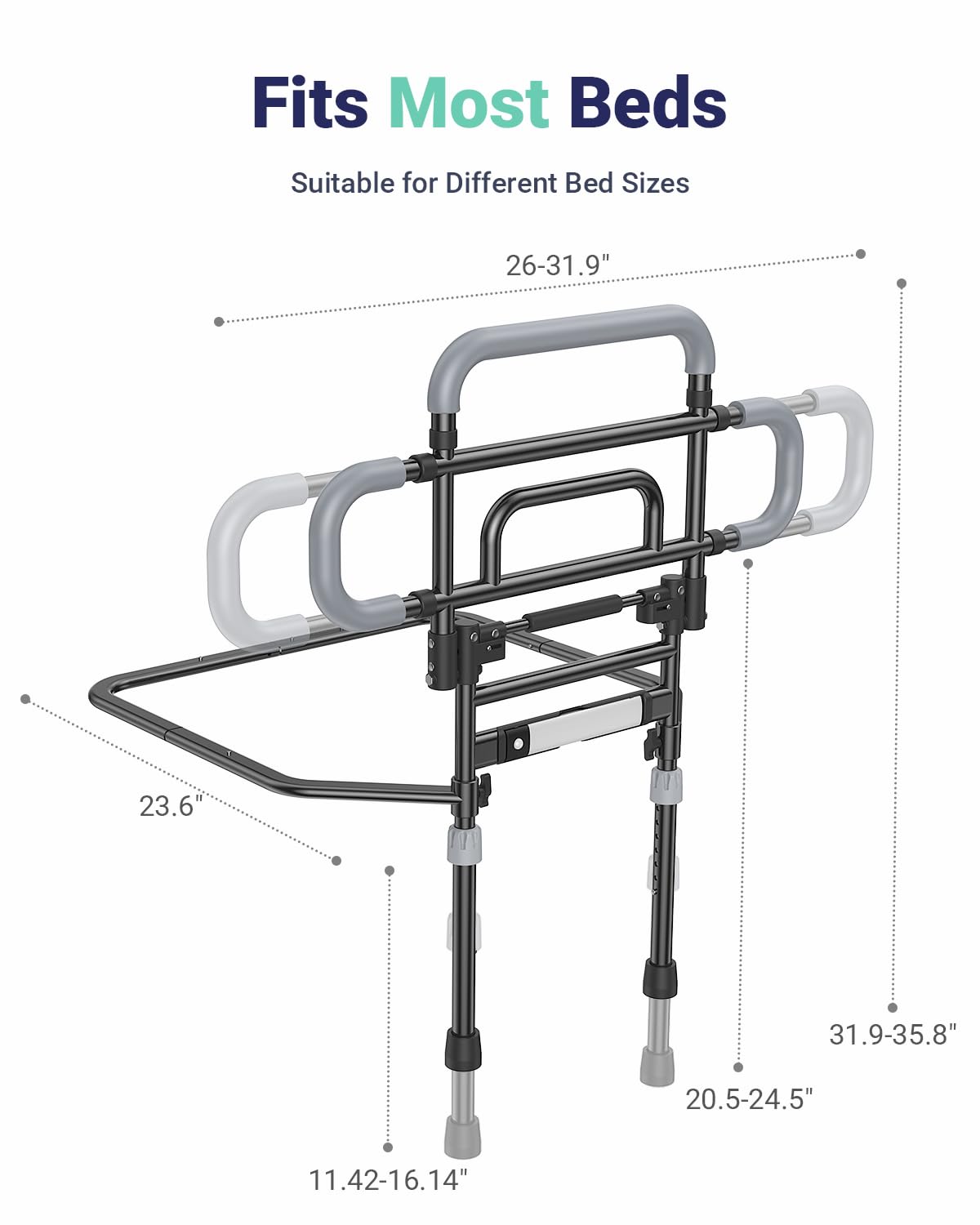 Bed Rails for Elderly Foldable with Adjustable Height

