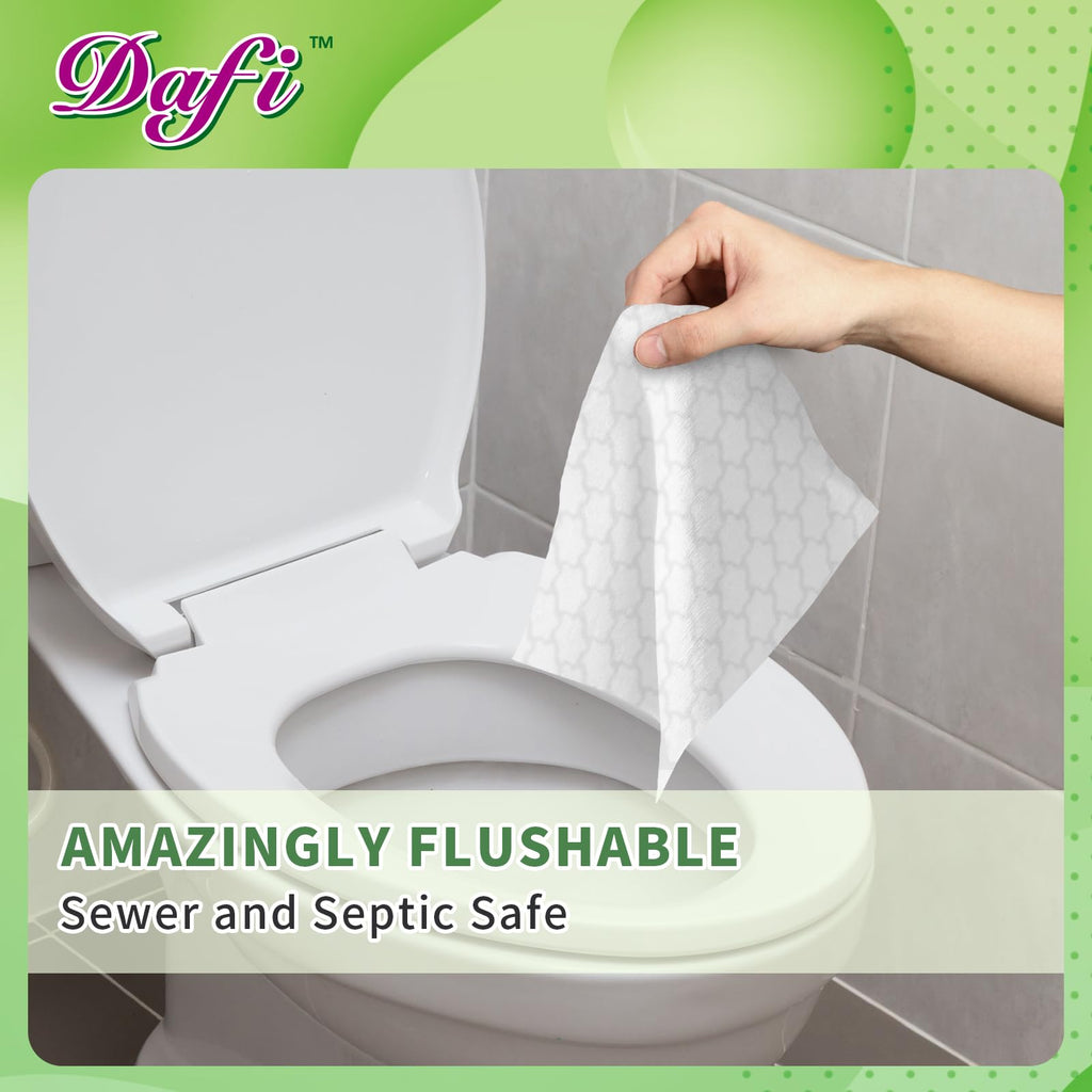 DAFI Flushable Wipes for Adults - Unscented Plant-Based

