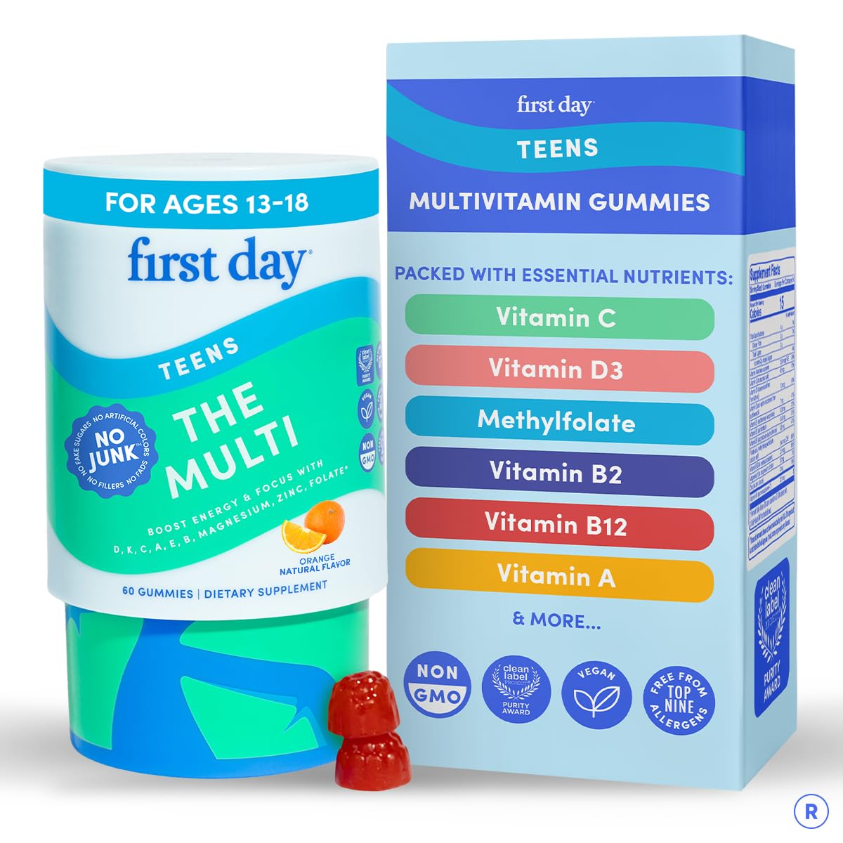 First Day Teen Multivitamin Gummies - Organic Fruit & Veggie

