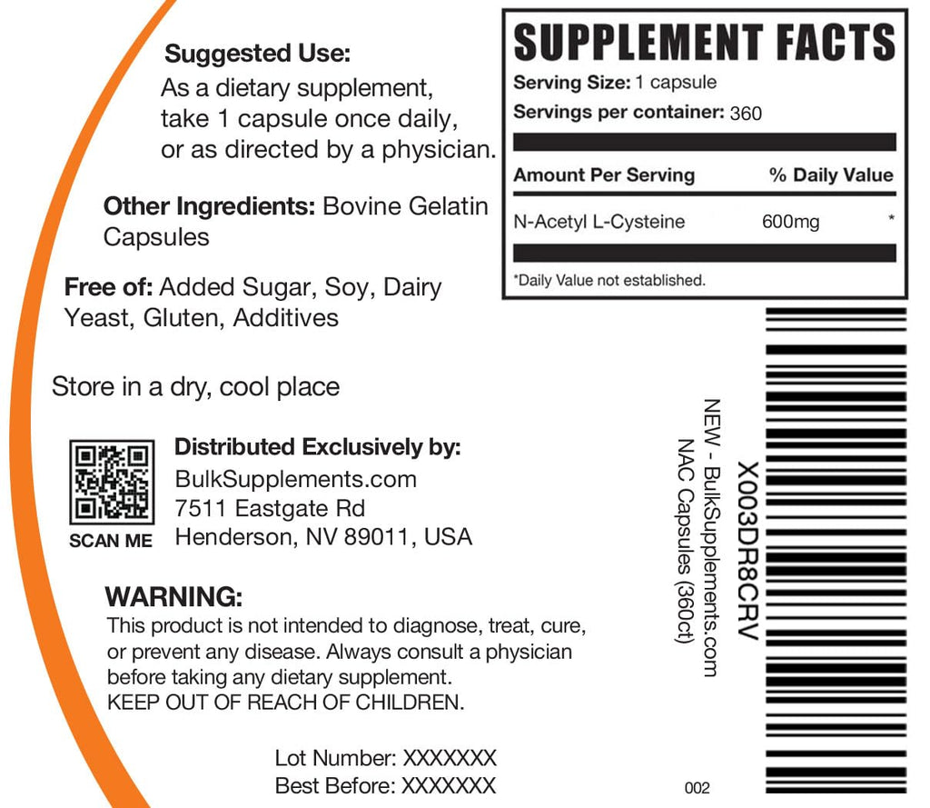 N-Acetyl L-Cysteine Capsules by BulkSupplements

