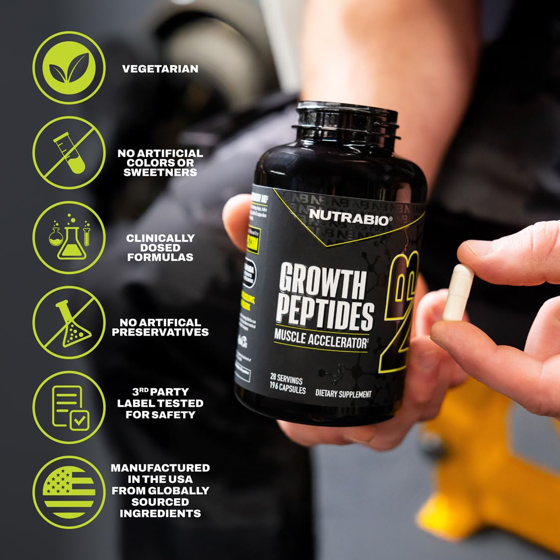 NutraBio Growth Peptides Muscle Accelerator for Lean Muscle

