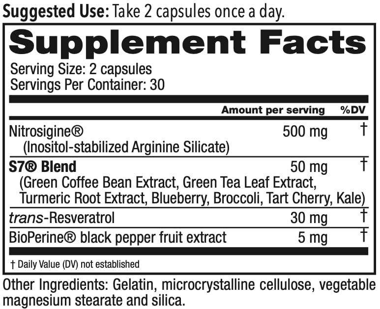 Nitric Oxide Booster by Juvenon BloodFlow-7 | Nitrosigine & S7

