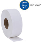 Genuine Joe Jumbo Roll Bath Tissue - Two-Ply White Recycled

