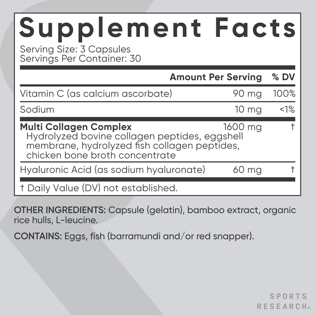 Sports Research Joint & Skin Support Capsules | Hyaluronic Acid


