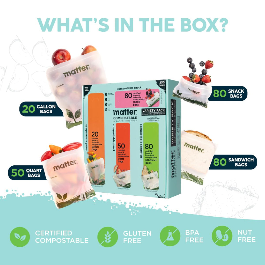 Matter Compostable Kitchen Bags | BPI & TUV Certified

