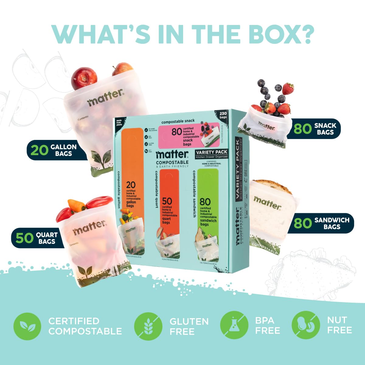 Matter Compostable Kitchen Bags | BPI & TUV Certified

