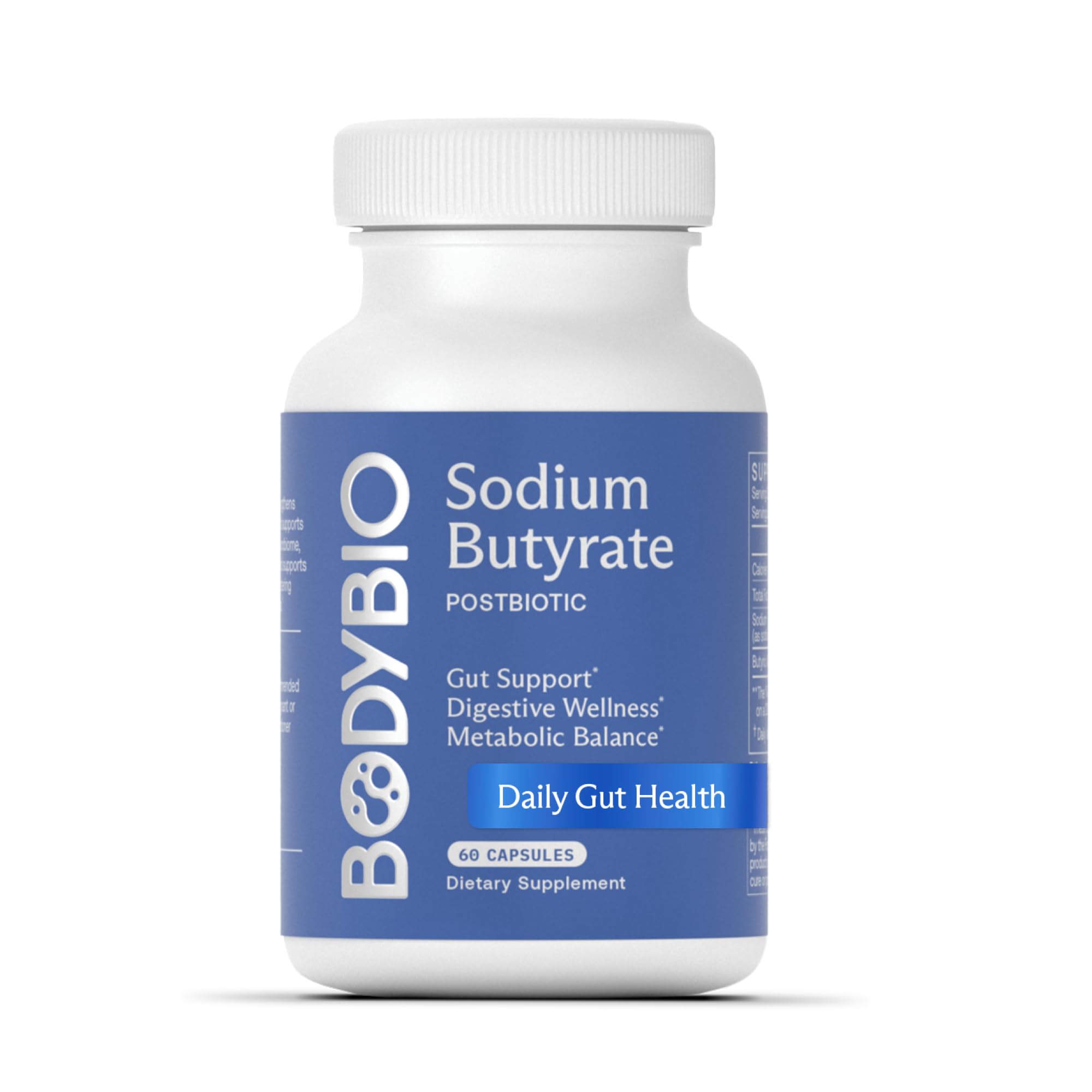 BodyBio Butyrate Postbiotic for Gut Health Supplement and Digestive Support