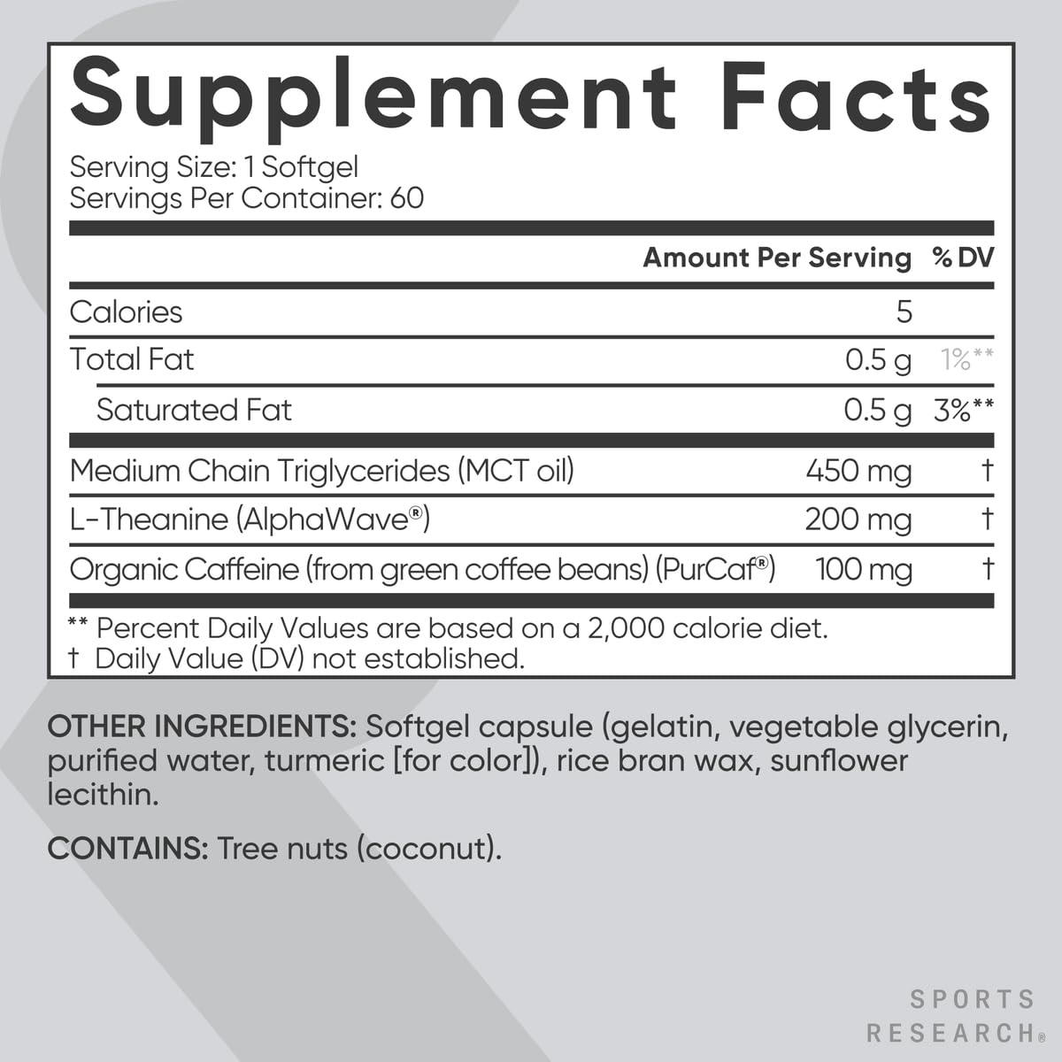 Sports Research L-Theanine with Caffeine Nootropic

