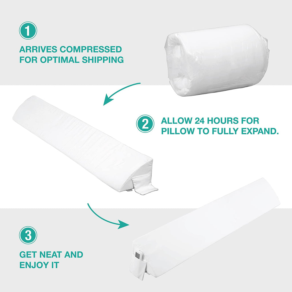Vekkia Bed Wedge Pillow for Headboard Gap Filler Pockets


