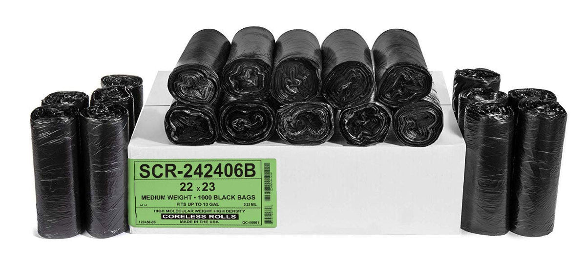 Aluf Plastics High-Density Trash Bags, Coreless Roll