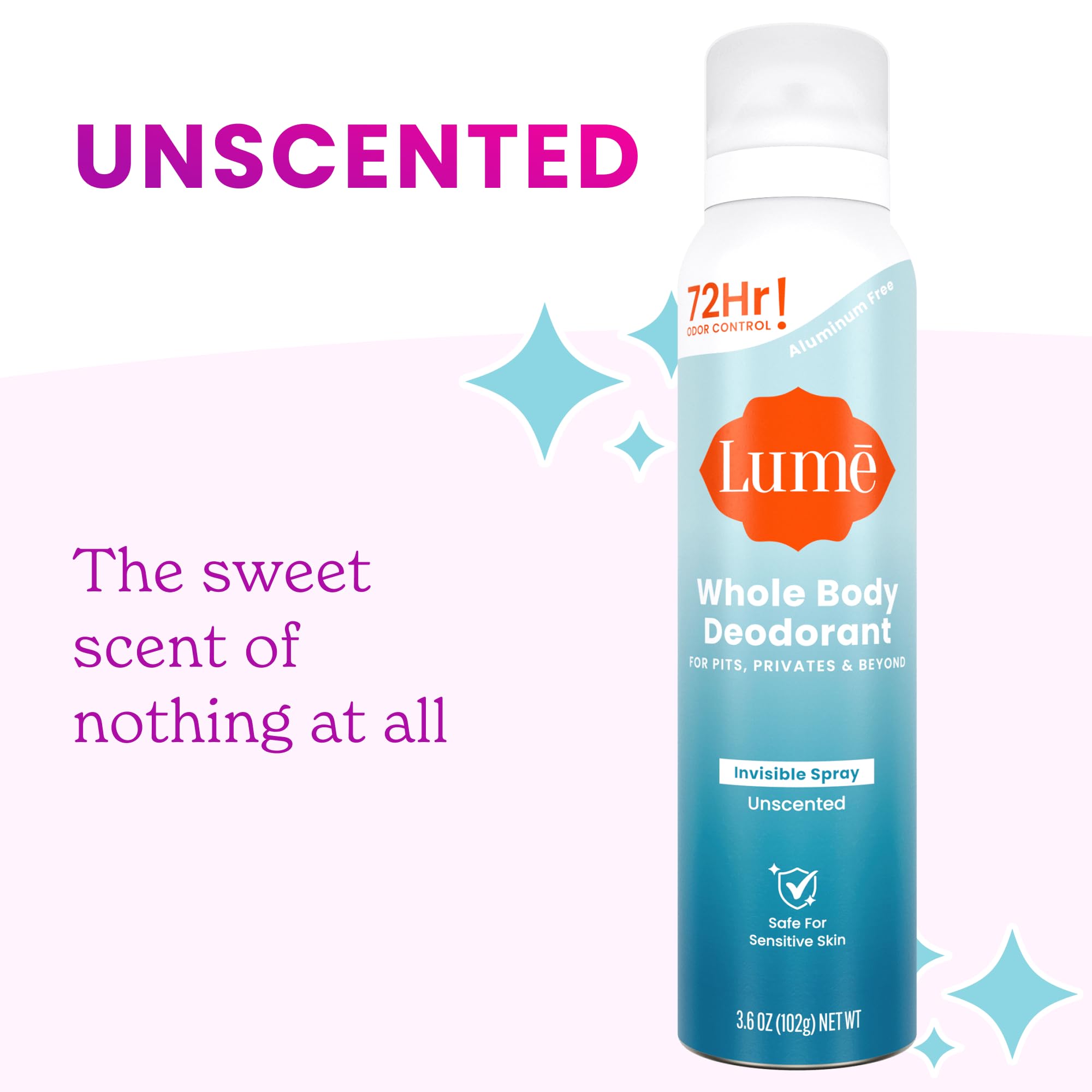 Lume Whole Body Deodorant Spray - 72 Hr Odor Control

