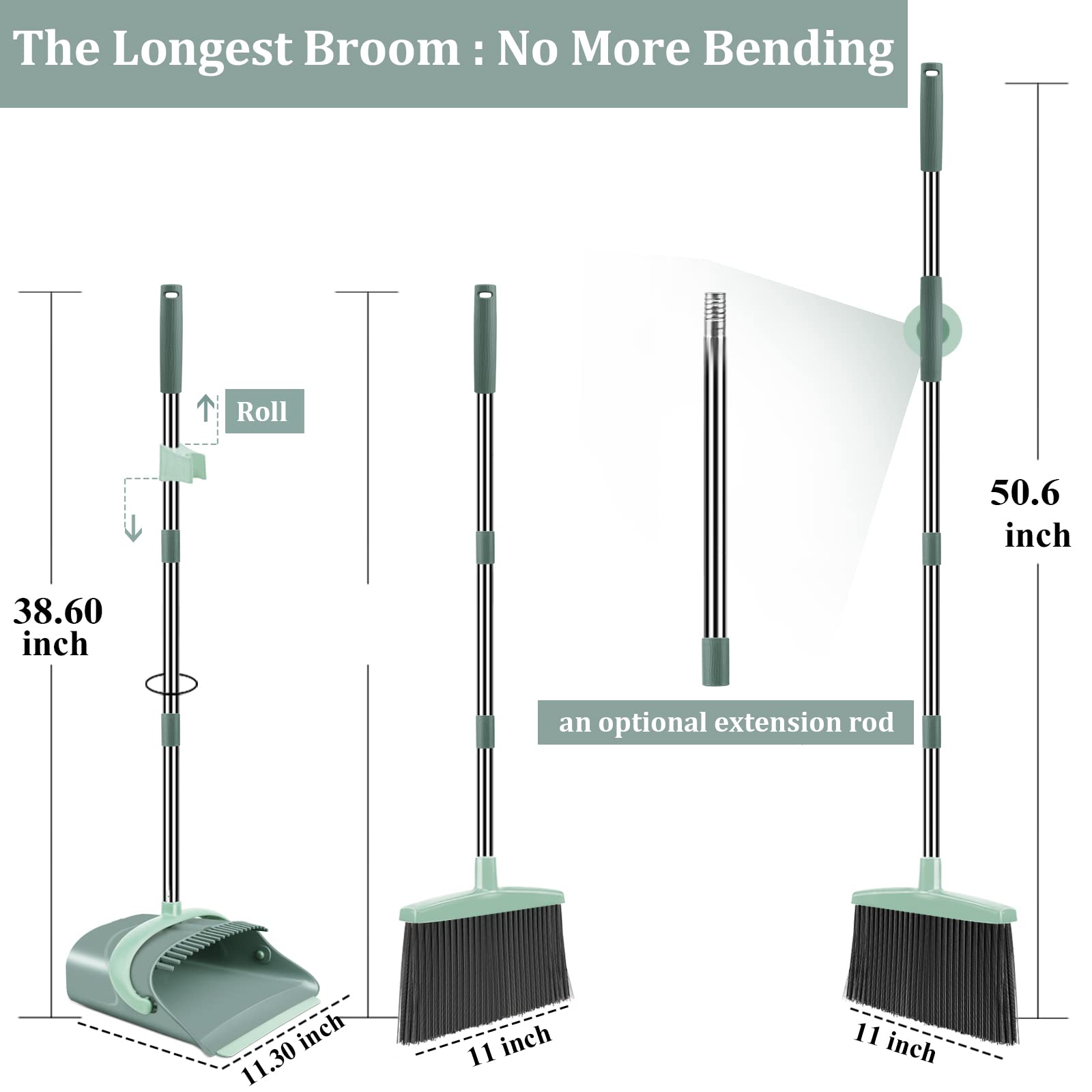 Ivandar Broom and Dustpan Set - Long Handle

